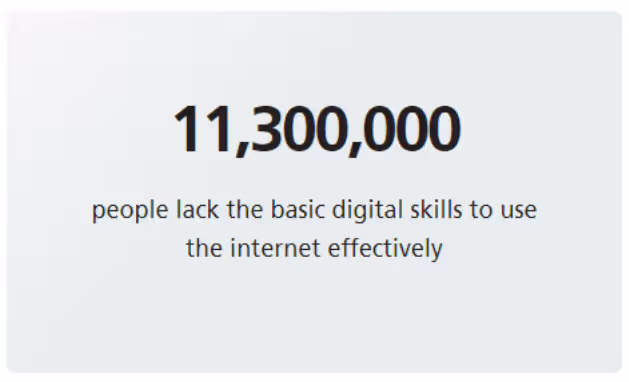 image showing statistic that 11.3 million people lack the basic skills to use the internet effectively 