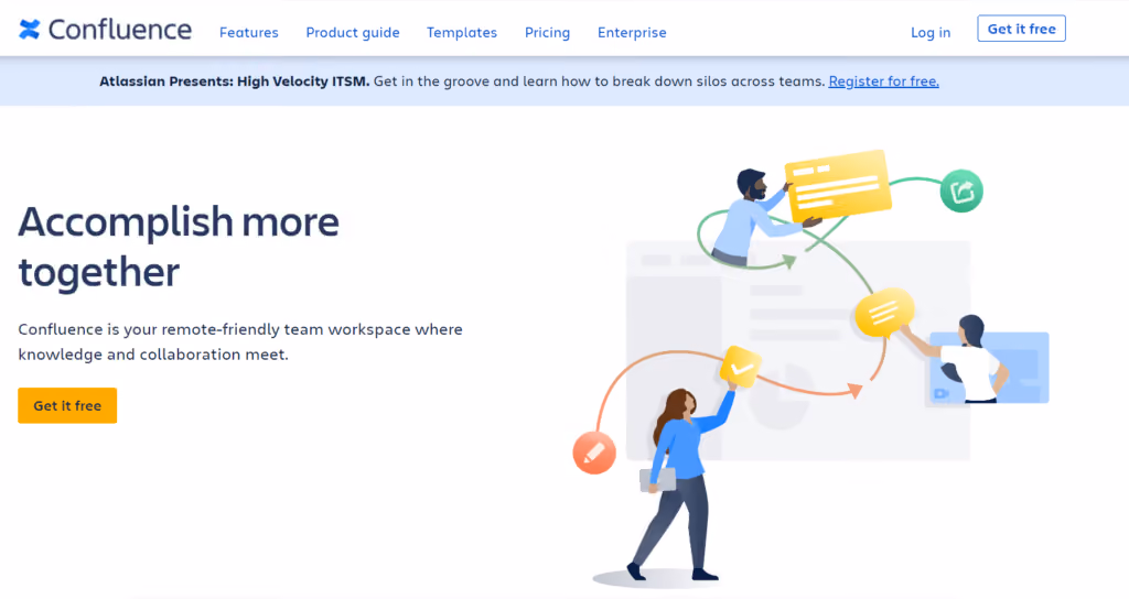 screenshot of confluence homepage