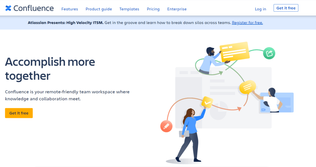 screenshot of confluence homepage