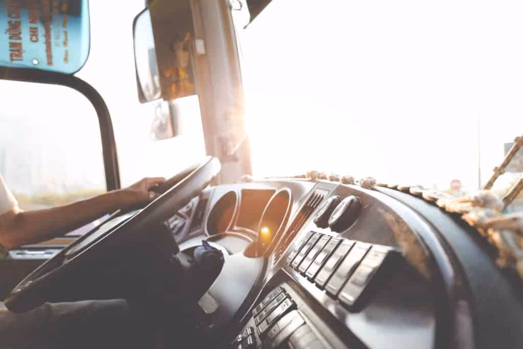 Close up of bus dashboard.