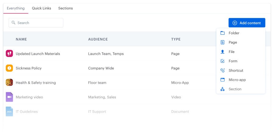 Screenshot of Blink employee intranet Hub for how to motivate frontline employees