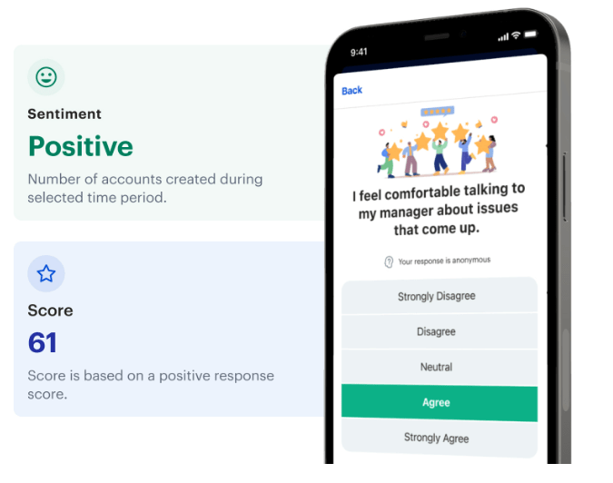 example of blink employee survey showing positive sentiment and scores