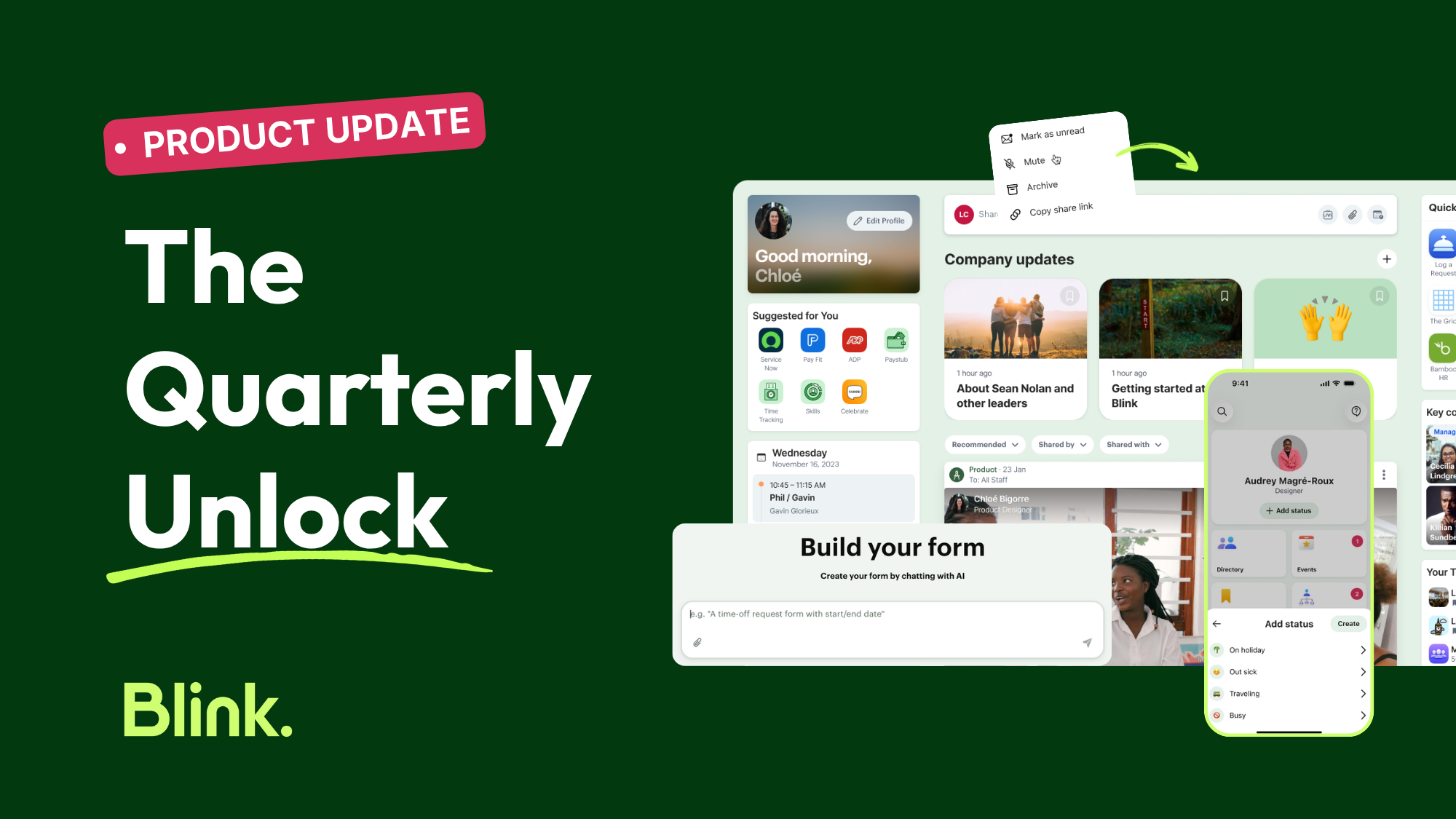 What's new in Blink: AI builders, video-first chat, and publishing that keeps up with you