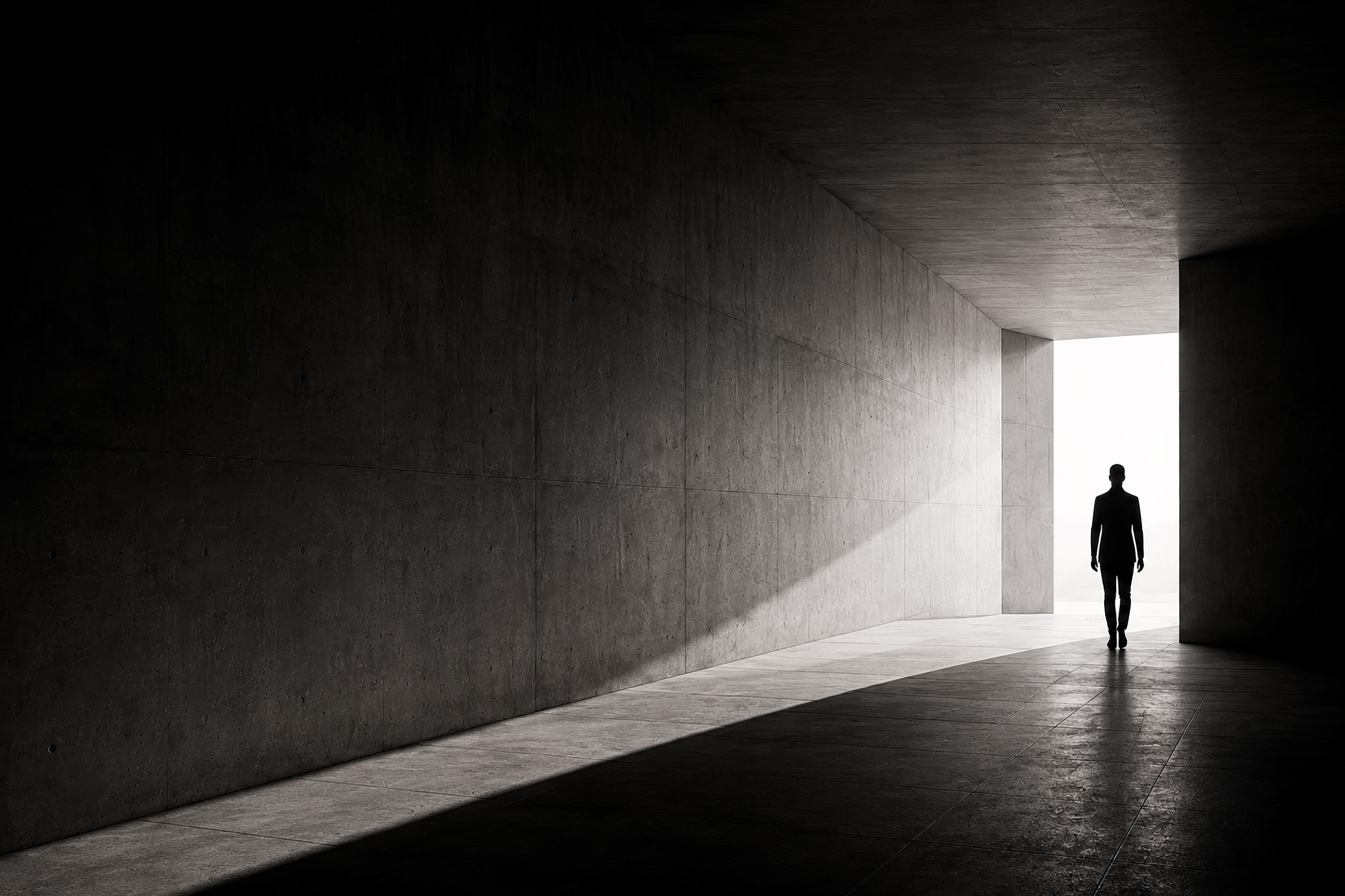 Black-and-white editorial spread featuring an architectural concrete column