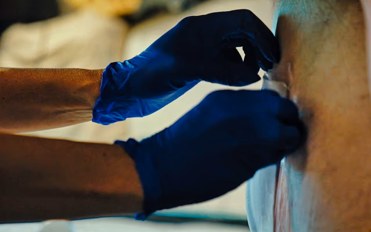 Our wound care nurse attending to a patients needs