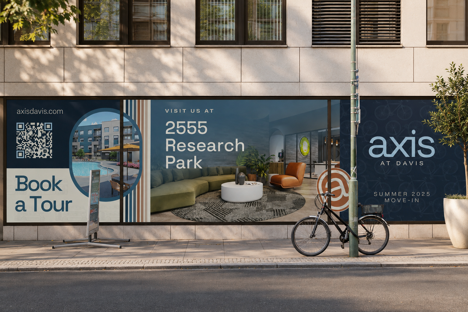 window display with axis davis brand