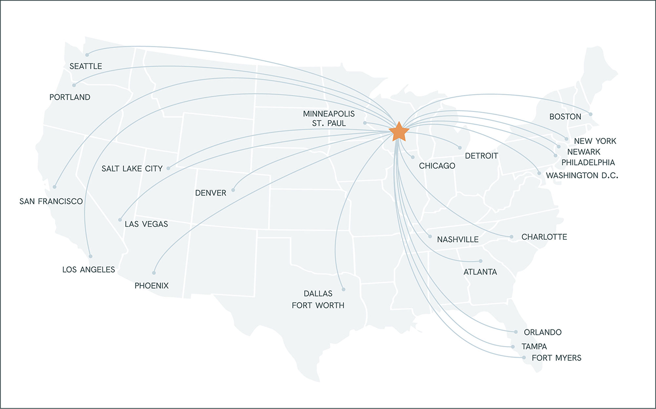 a map of flight paths