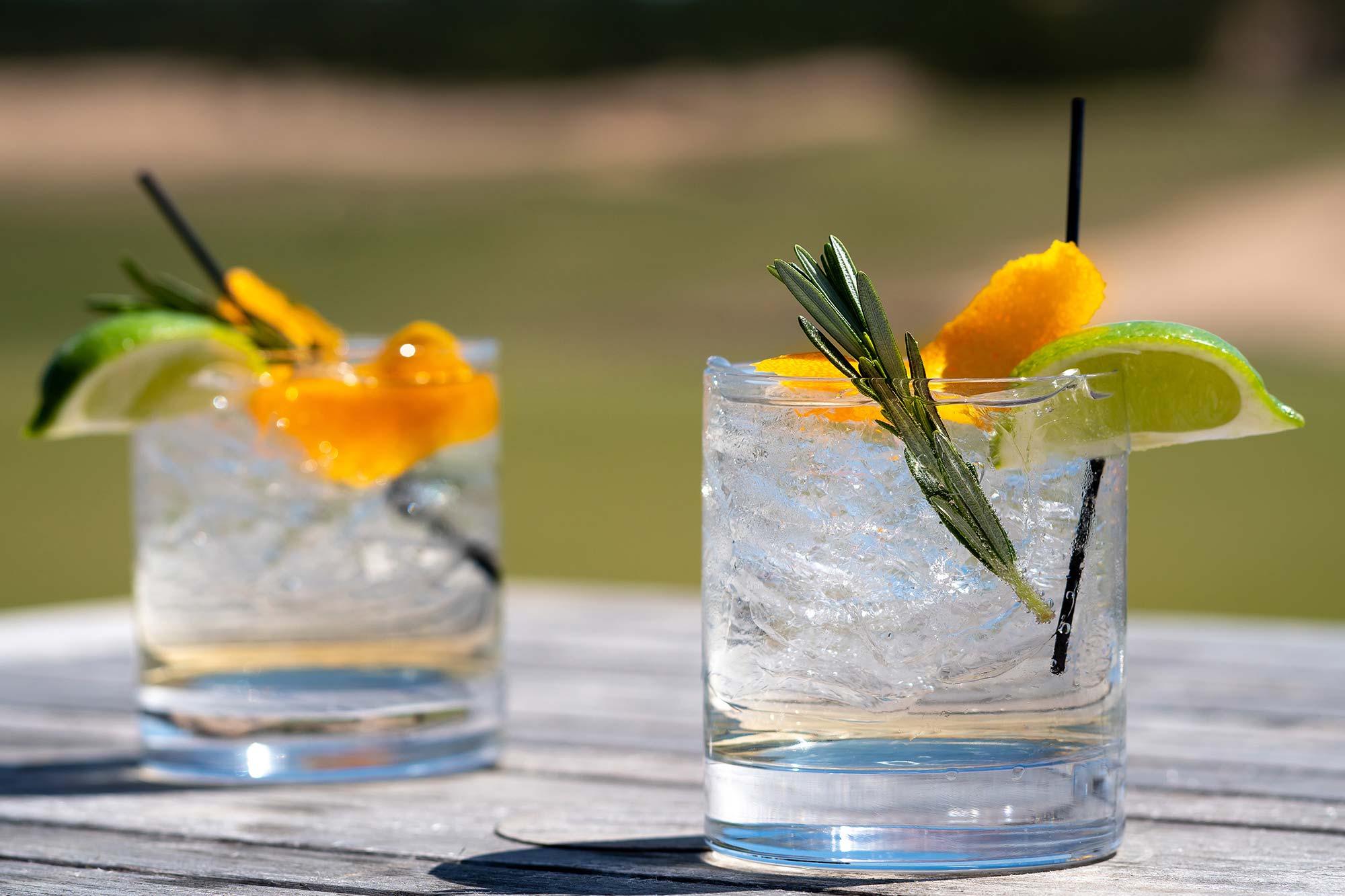 Two image cocktails on a table