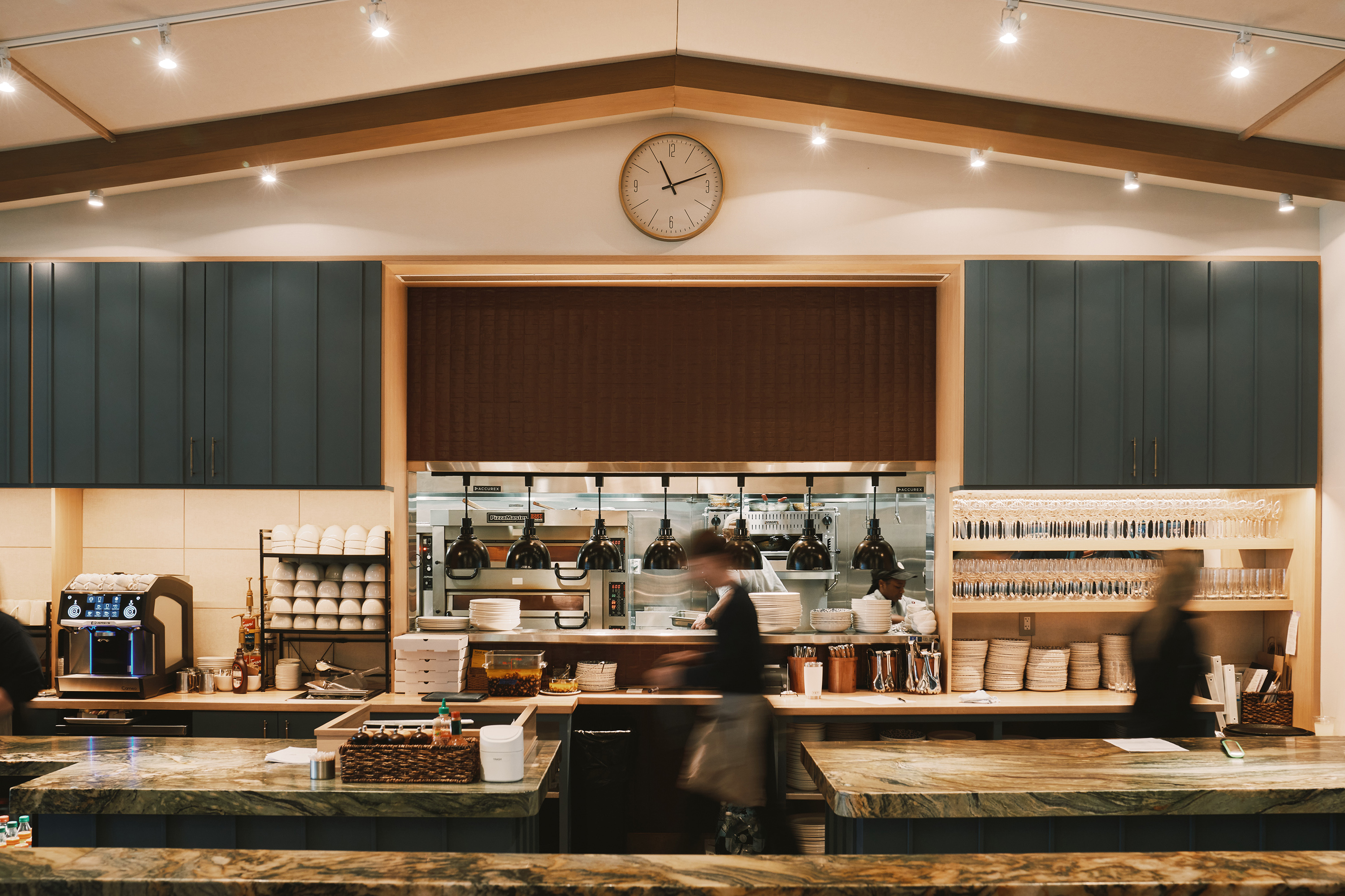 Shot of kitchen and cafe at the gallery