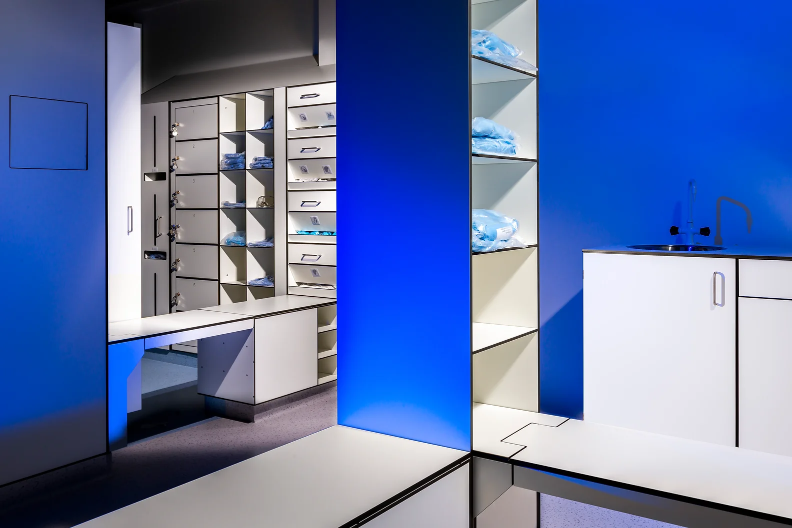 blue cleanroom interior