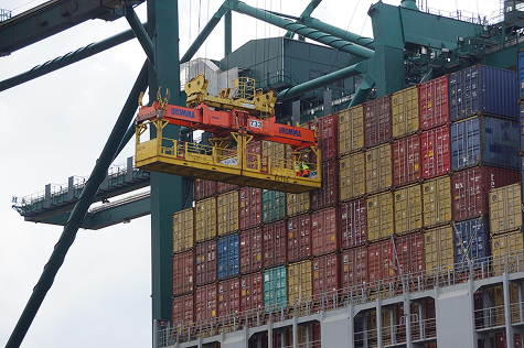 cargo being unloaded at a port