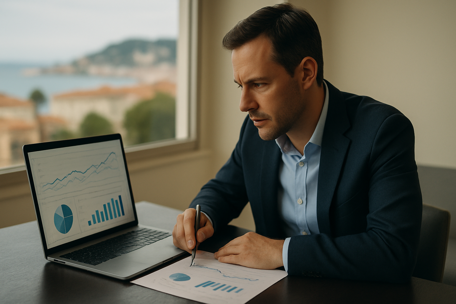 Consultant à Nice analysant des données de performance.