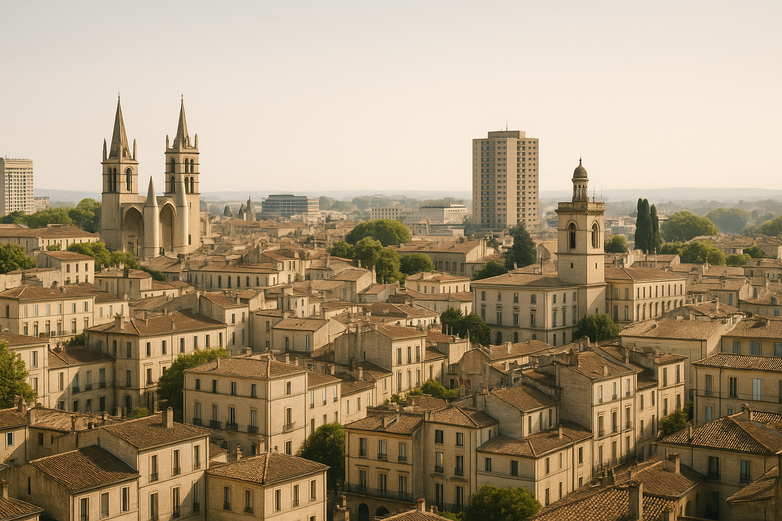 Vue panoramique de Montpellier, un hub pour les consultants freelances