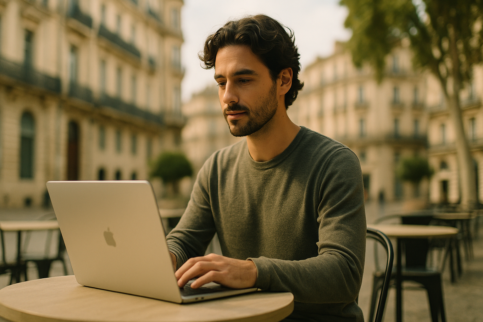 Freelancer serein travaillant à Montpellier.