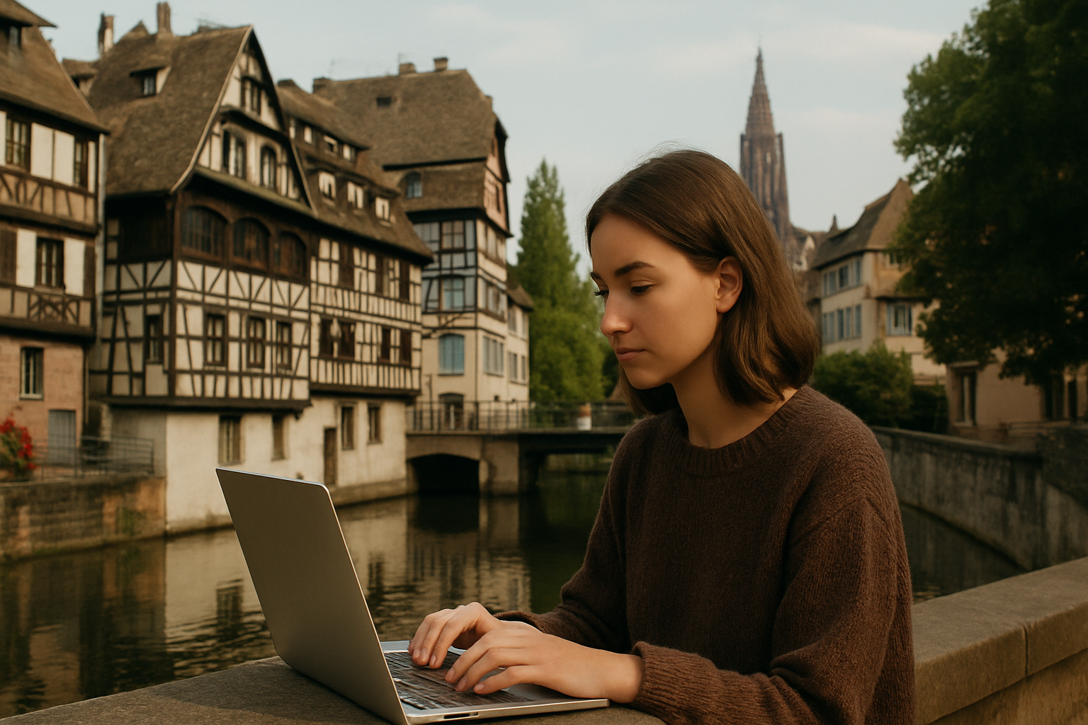 Vue pittoresque de Strasbourg, un cadre idéal pour les freelances cherchant à préserver leur énergie.