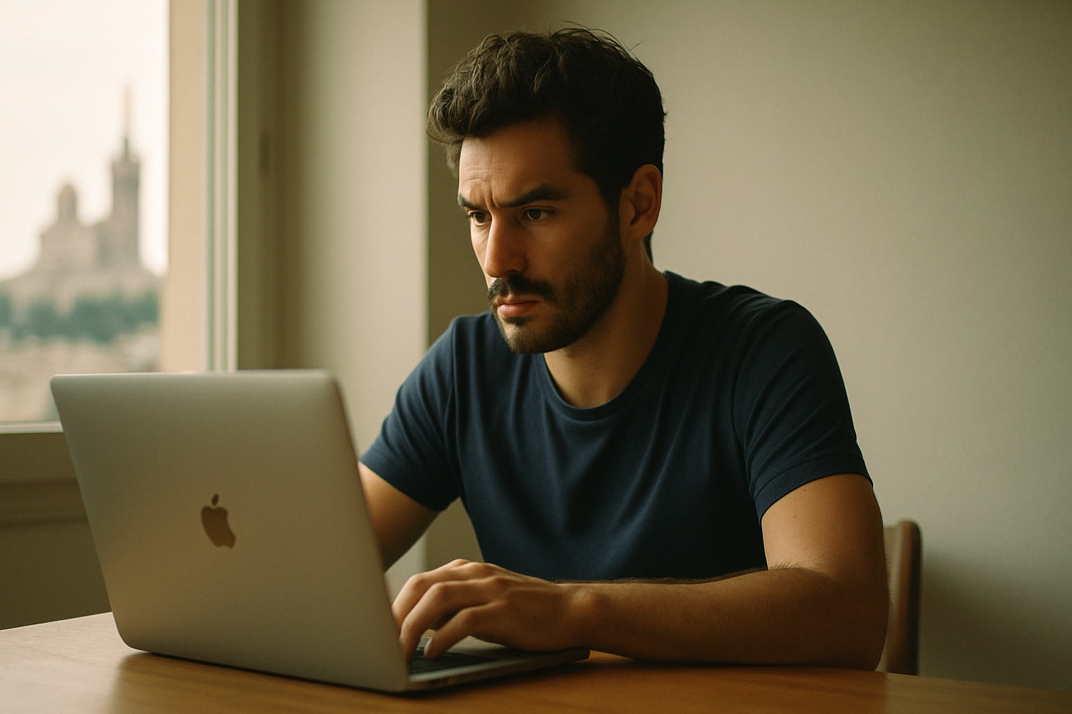 Freelance marseillais travaillant devant son ordinateur