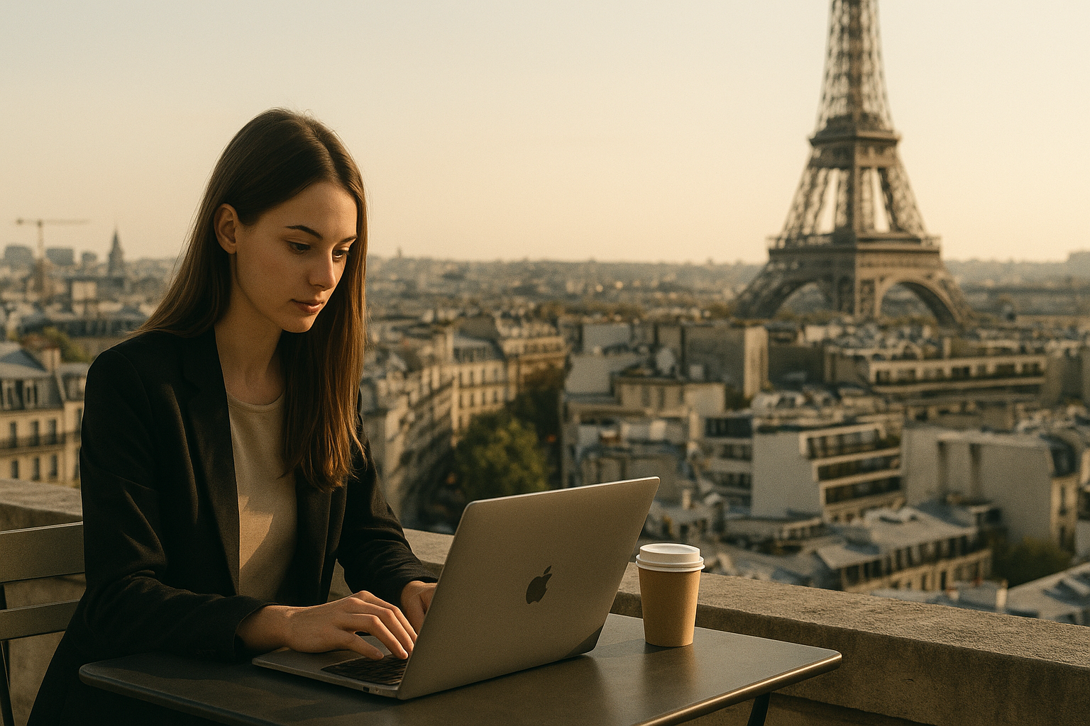 Vue panoramique de Paris illustrant la croissance et l'efficacité des freelances.