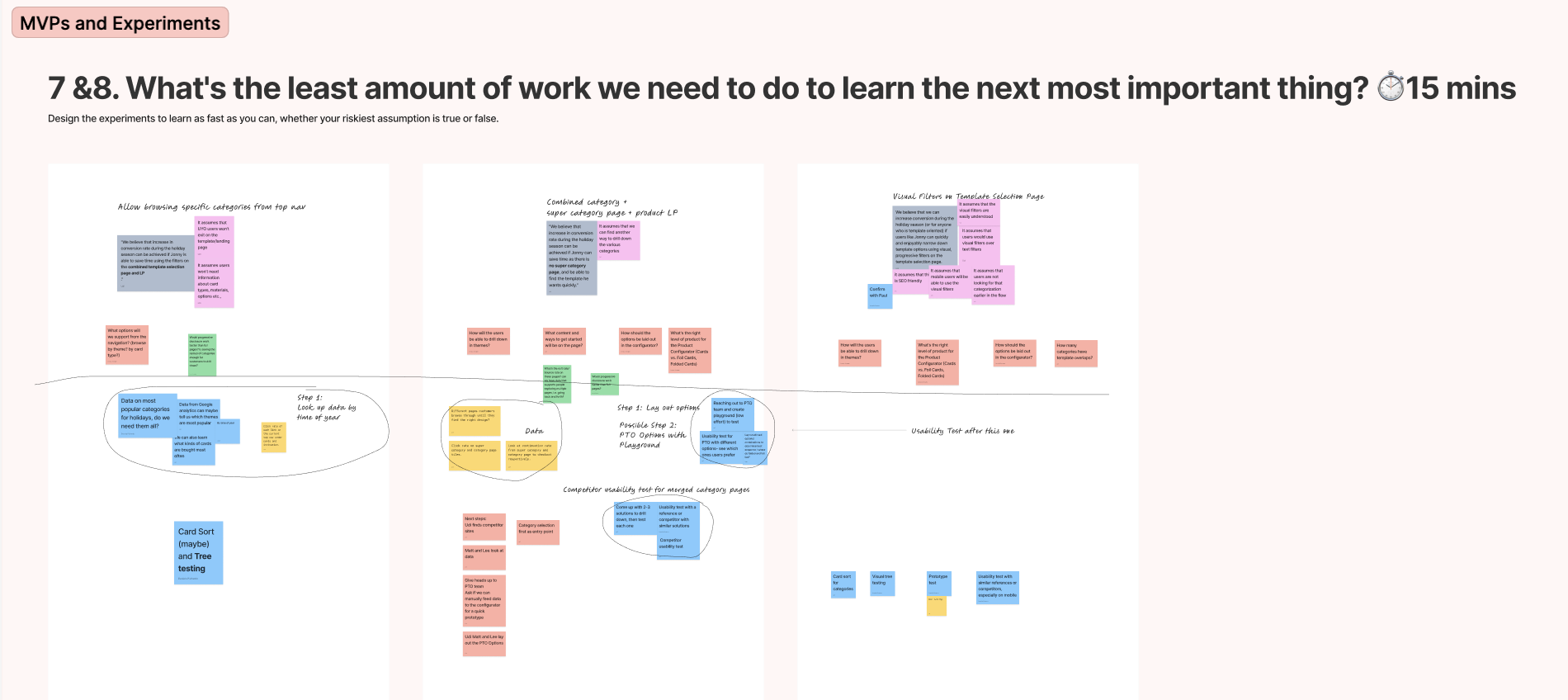 A screenshot from Figjam showing steps 7 and 8 of the Lean UX Canvas.