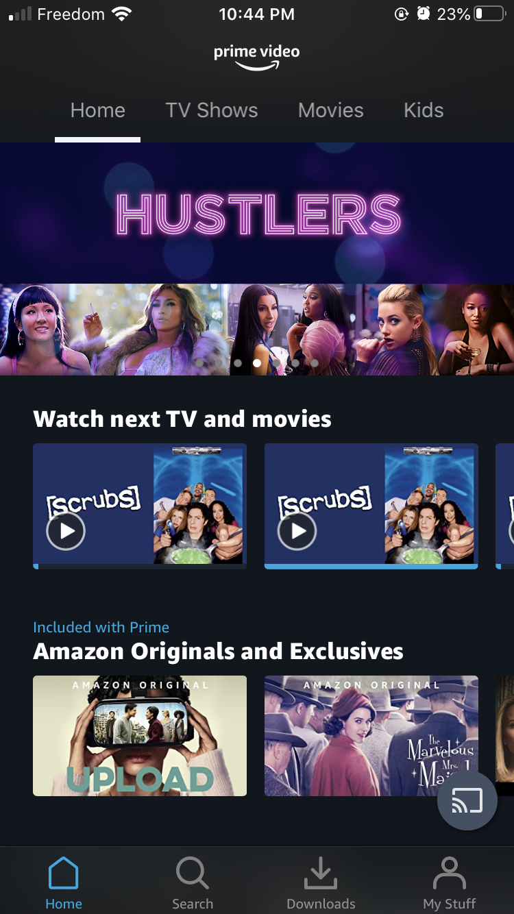 Screenshot from the Prime Video app
