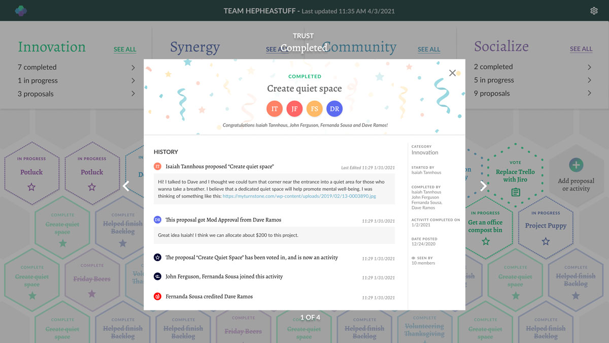 Mockup of a Task Page