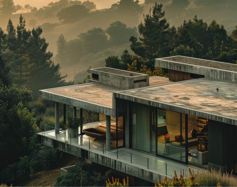 Modern home among trees
