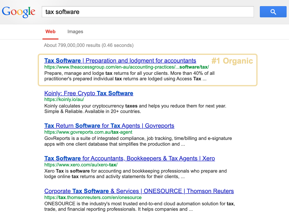 Example of what the old search results page looked like