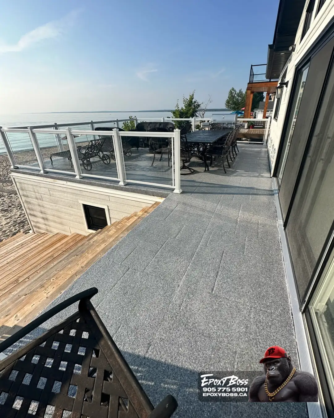 Wasaga Beach outdoor landing restored with slip-resistant coating.