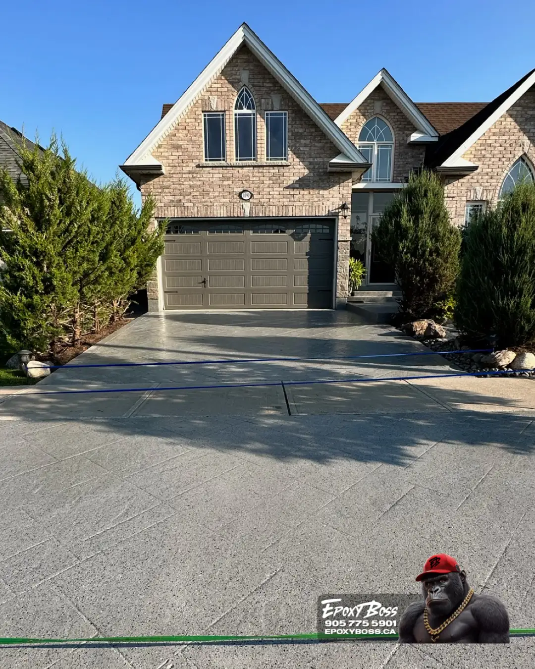 Wasaga Beach patio resurfaced with UV-stable epoxy coating.
