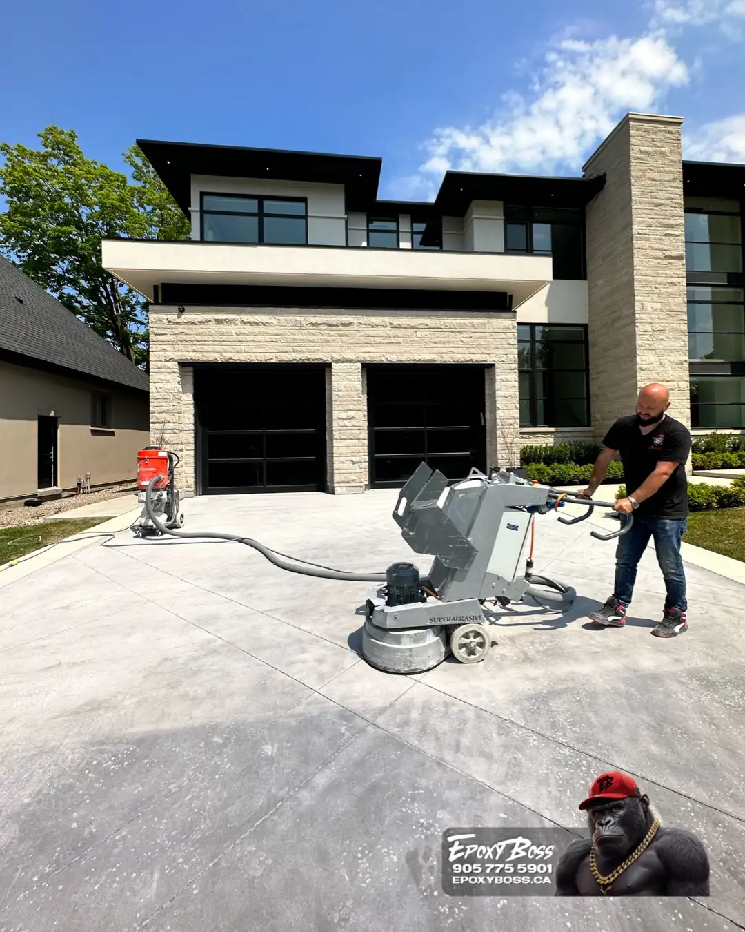 Barrie outdoor concrete steps sealed with epoxy flake coating.
