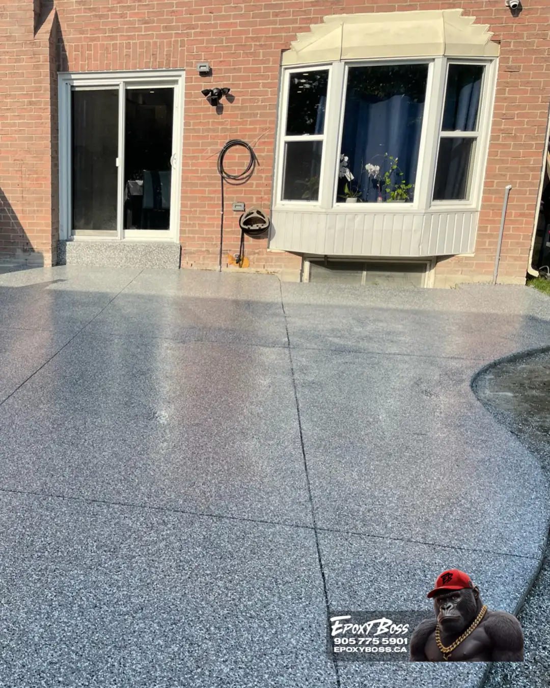Epoxy Boss outdoor pool deck coating in Barrie with slip-resistant finish.