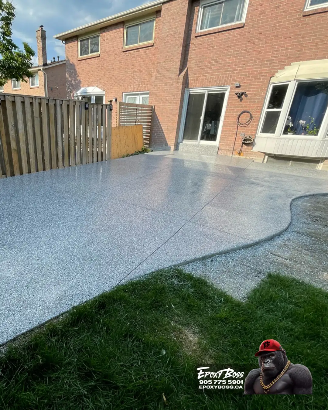 Polyaspartic patio coating installed in Innisfil Ontario home.