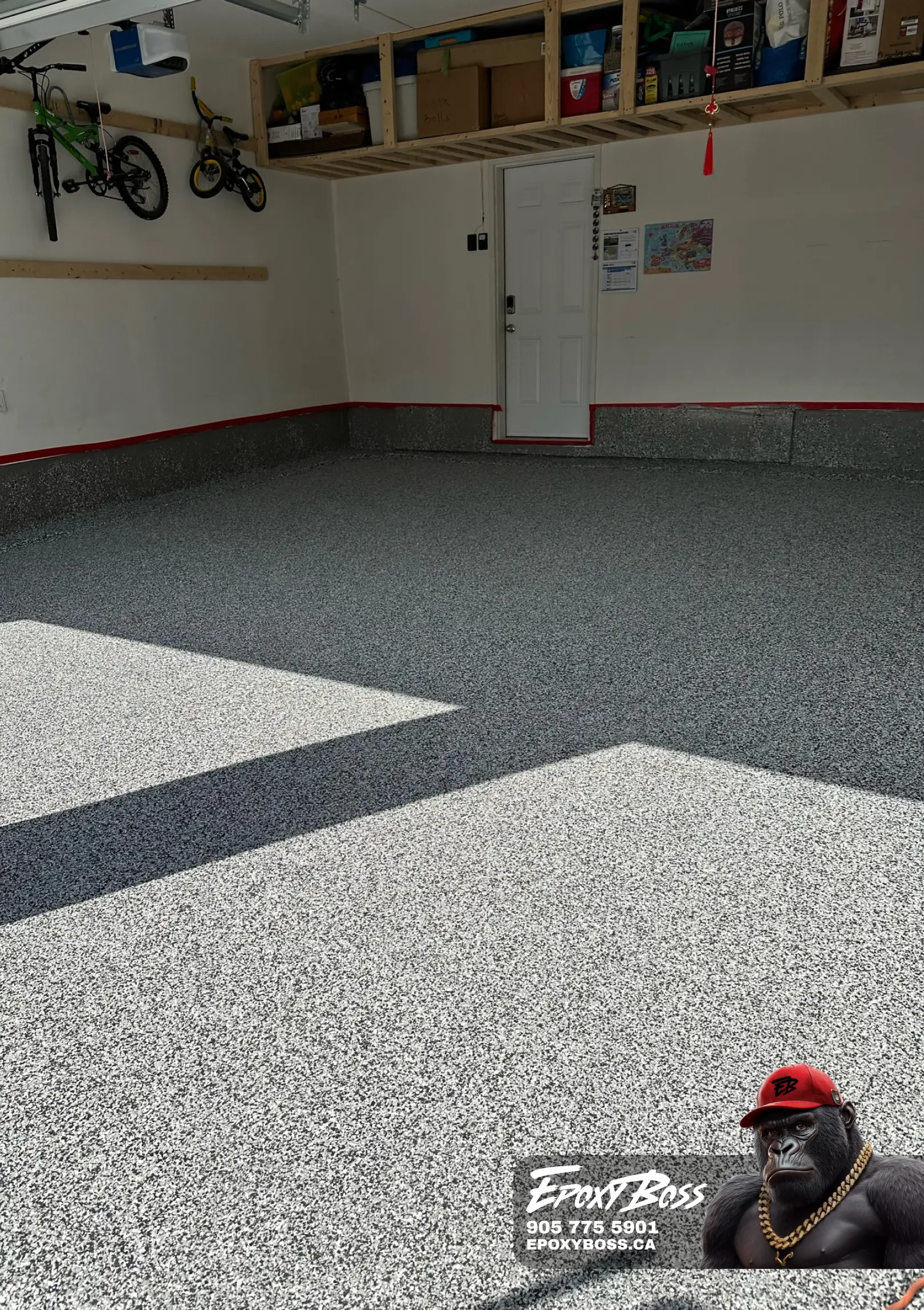 High gloss epoxy floor in a two car garage