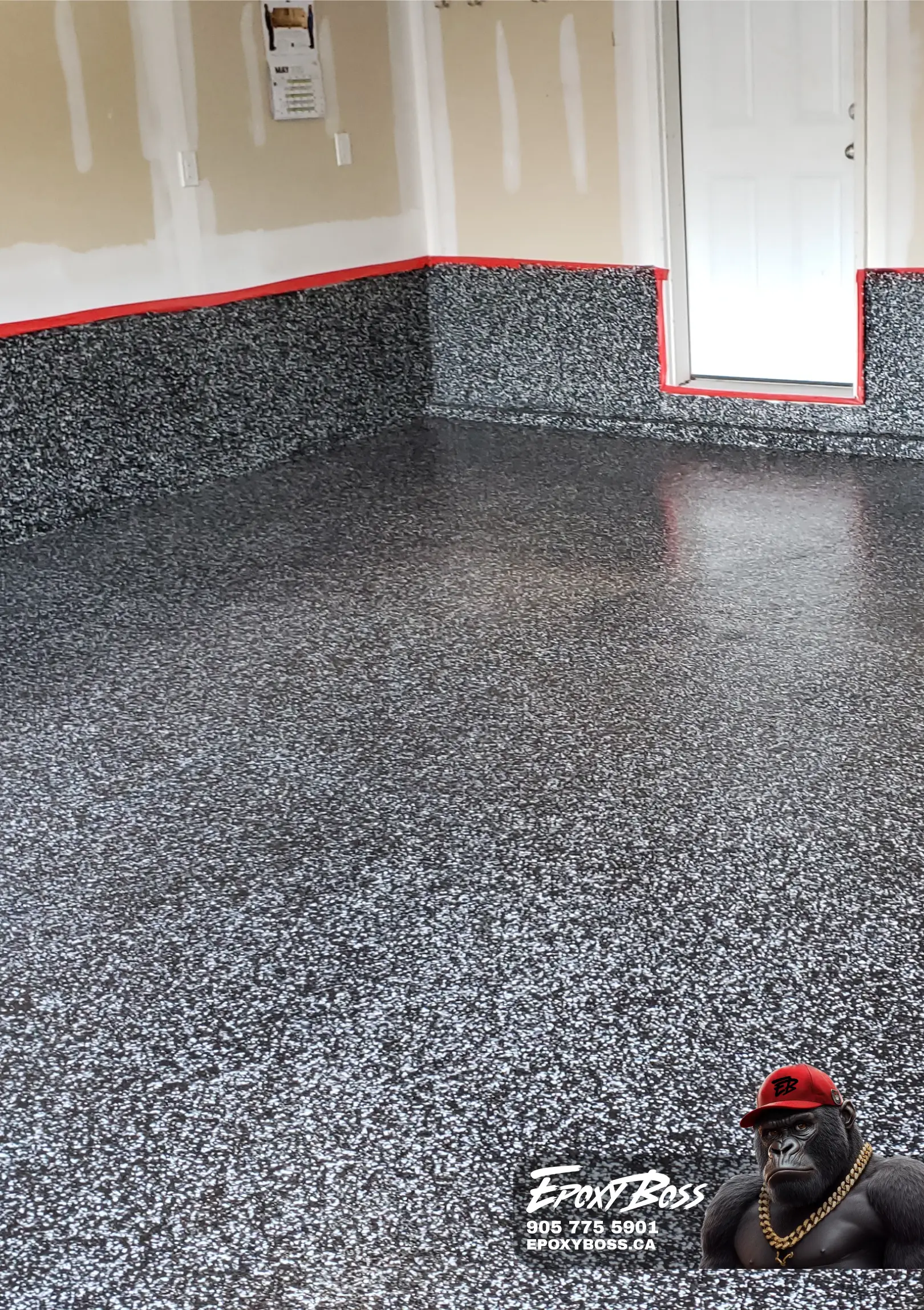 Seamless epoxy floor installed in double garage