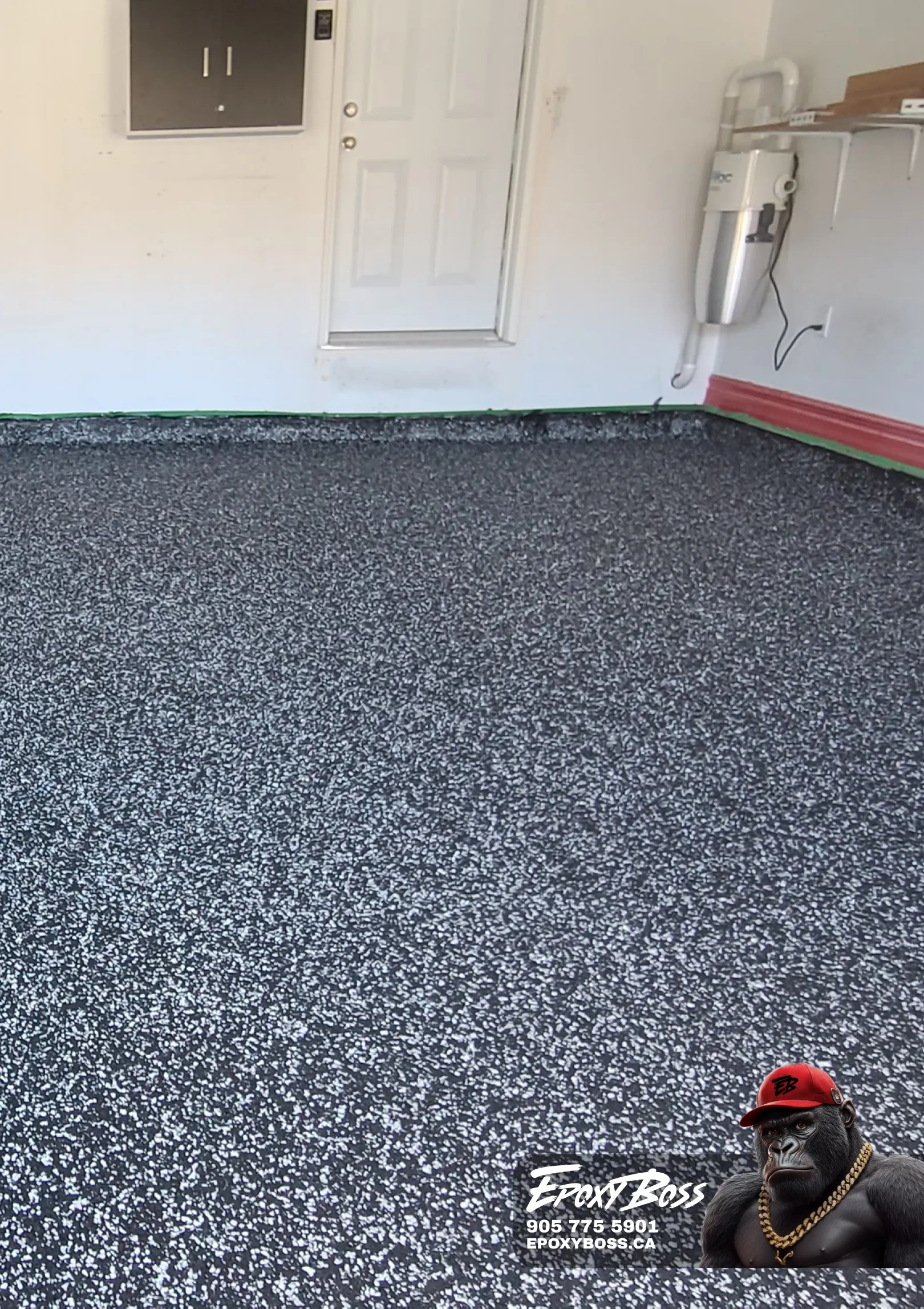 Professional epoxy garage floor coating for two vehicles