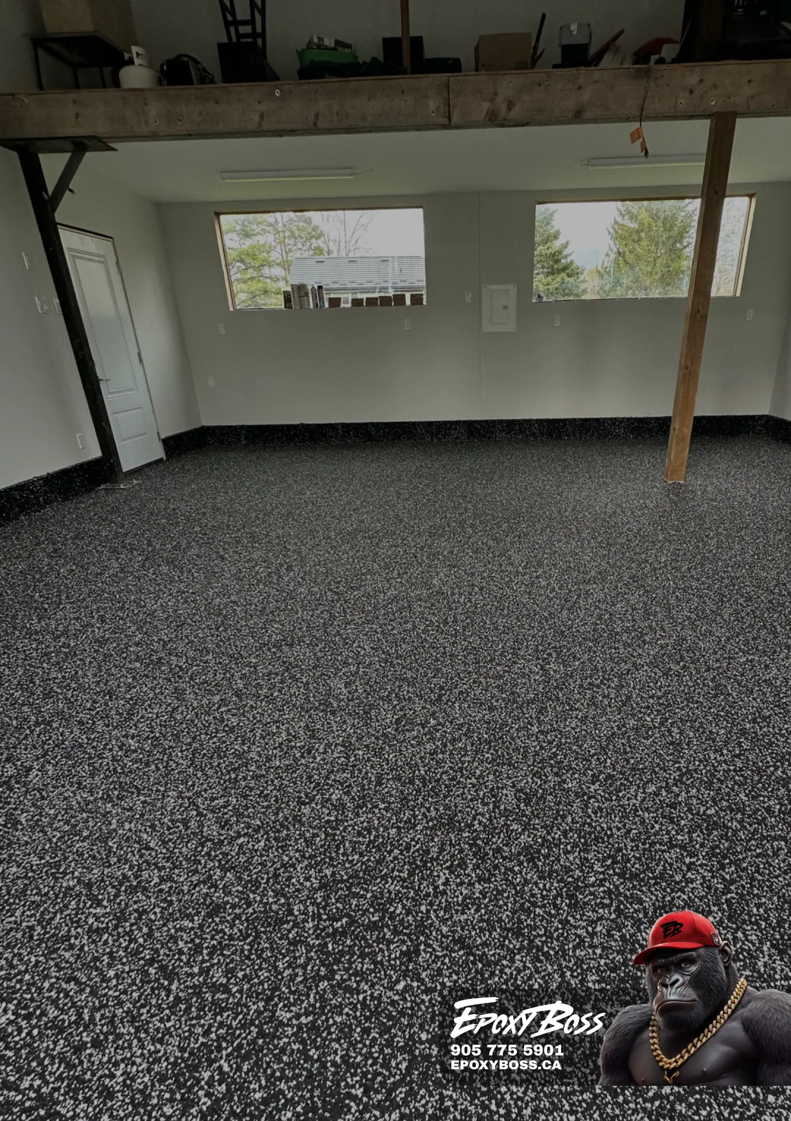 Polyaspartic epoxy coating for two car garage floor