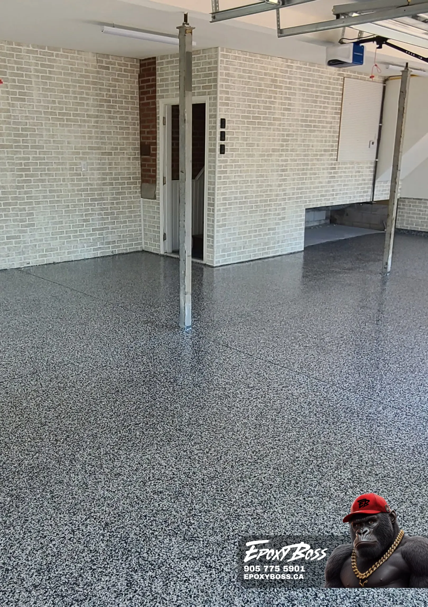 Professional epoxy garage floor coating for three cars