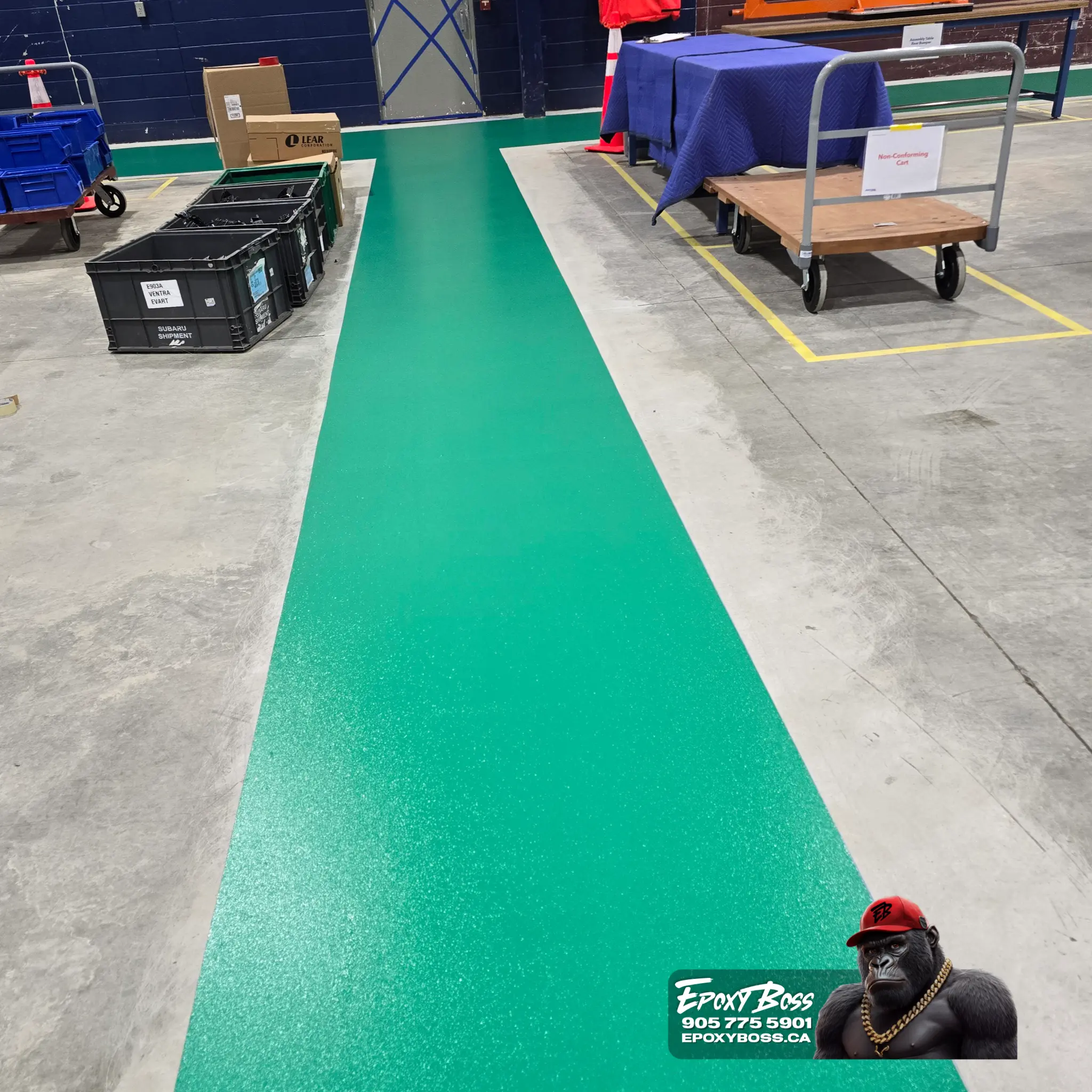 6,000 sqft industrial epoxy flooring and safety line marking in Mississauga. Built for durability, workflow efficiency, and long-term performance.