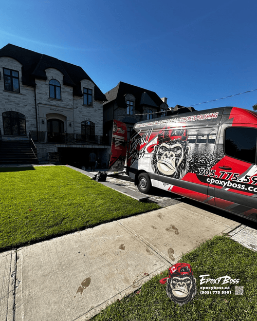 3 car garage epoxy flake floor Richmond Hill Ontario slate color finish