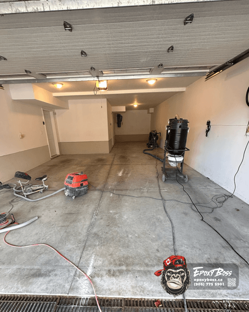 seamless epoxy flake floor system three car garage Richmond Hill