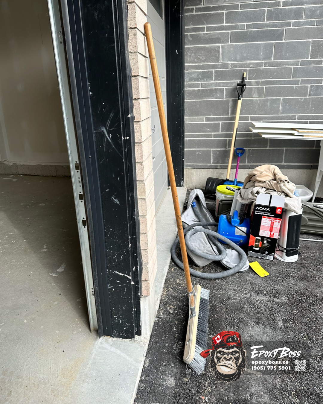 Close-up of flake epoxy flooring texture and finish