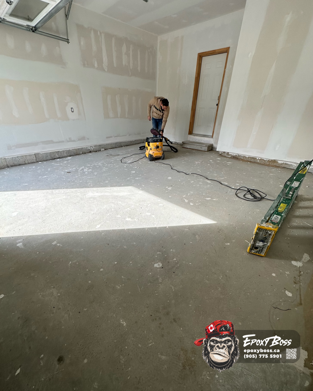 Uncoated front porch concrete before epoxy flake system