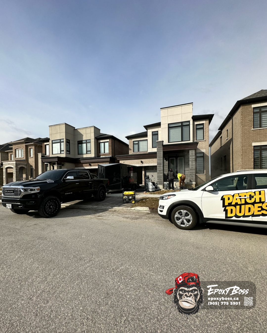 Full flake broadcast epoxy system applied on garage floor