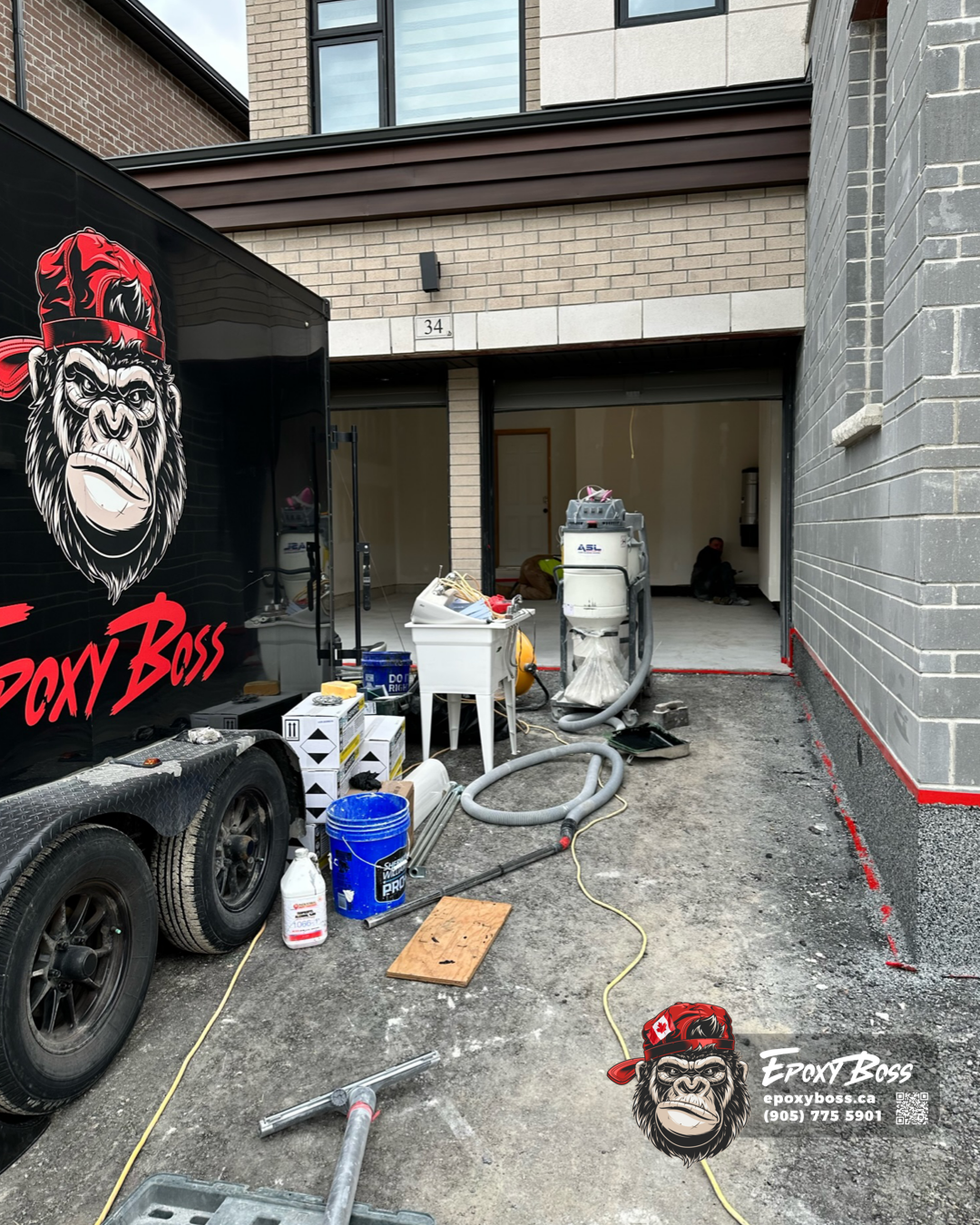 Bare concrete garage floor before epoxy installation in Brampton home