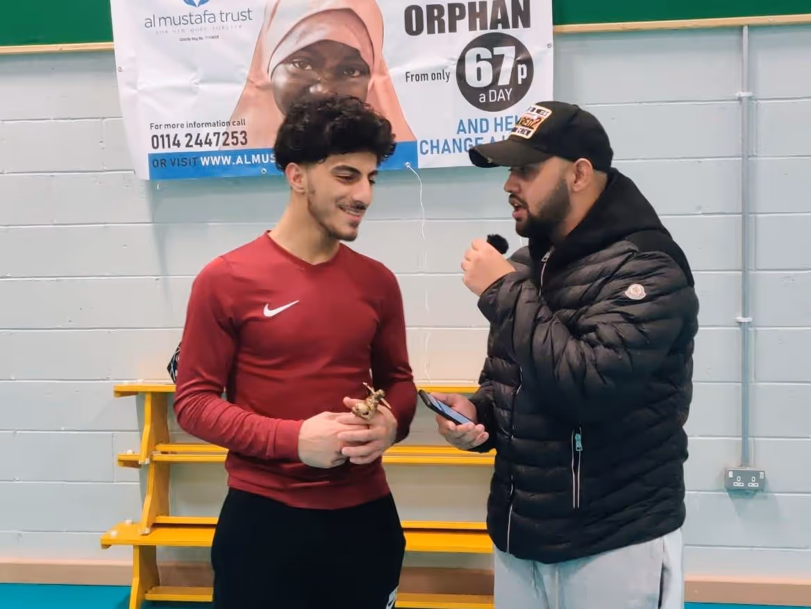 Best Batsman Murad Afzal Interviewed after being presented with a trophy during the BBICL Sheffield Indoor Cup 2020