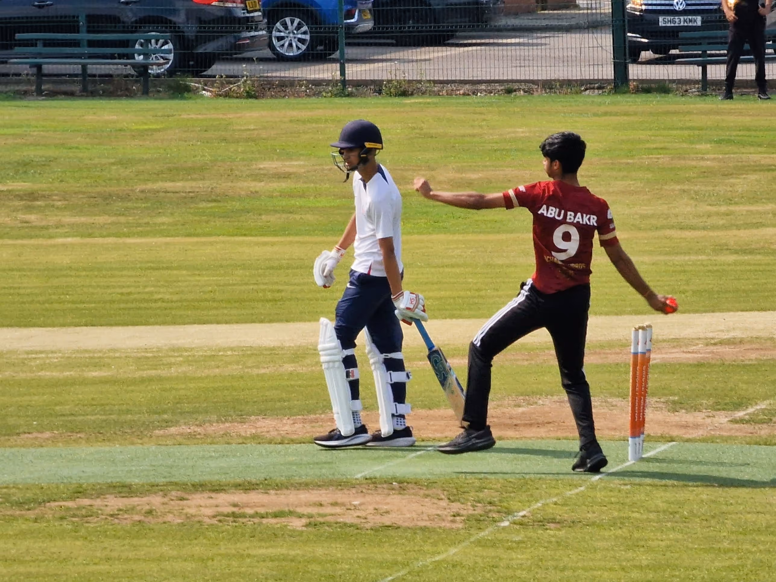 Bowler delivering the ball during the Cricket Arena Youth Hundred match at Shiregreen Cricket Club in Sheffield