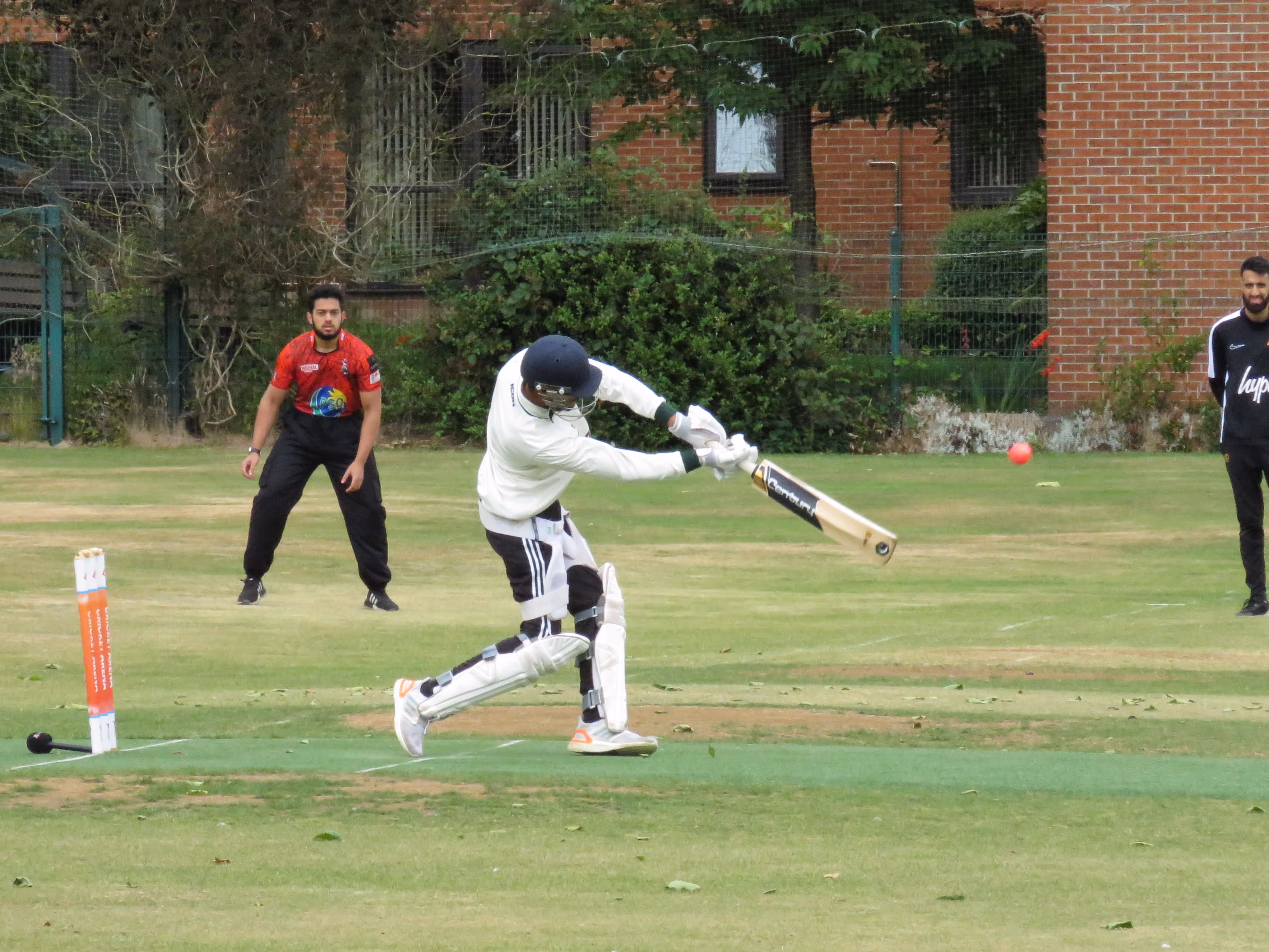 Batsman hitting the ball during the Cricket Arena Youth Hundred match at Shiregreen Cricket Club in Sheffield.