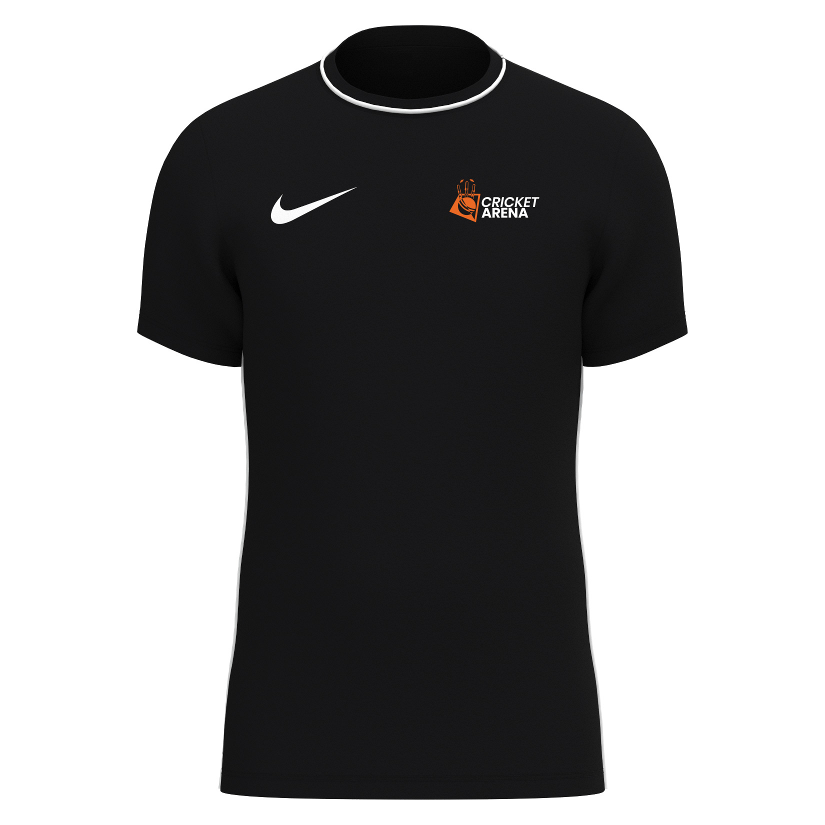 Cricket Arena black Nike Dri-FIT short-sleeve training t-shirt with embroidered crest, available to order in Sheffield.