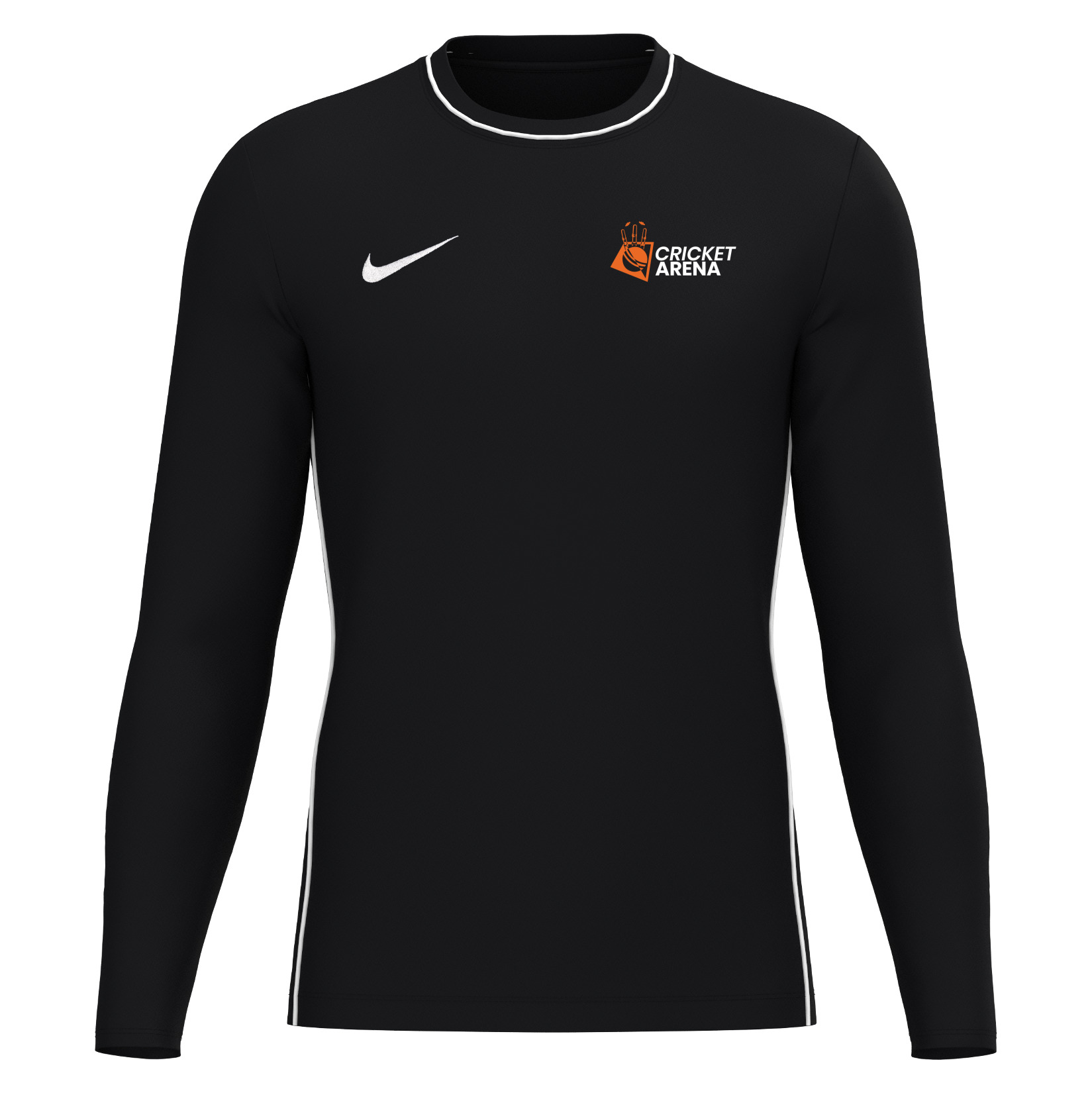 Cricket Arena black Nike Dri-FIT long-sleeve training top with embroidered crest, available to order in Sheffield.