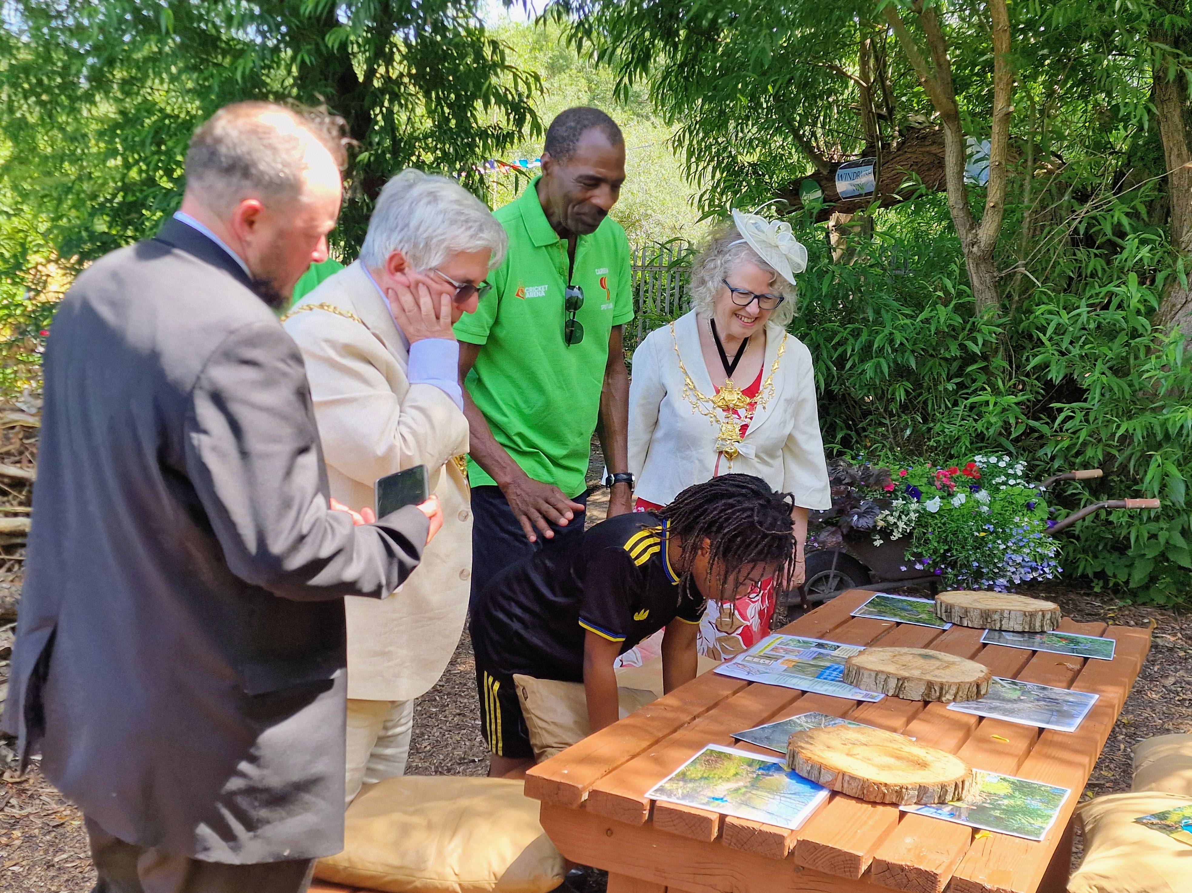 The Lord Mayor of Sheffield tours the Windrush Legacy Garden, built by club volunteers with the Wildlife Trust