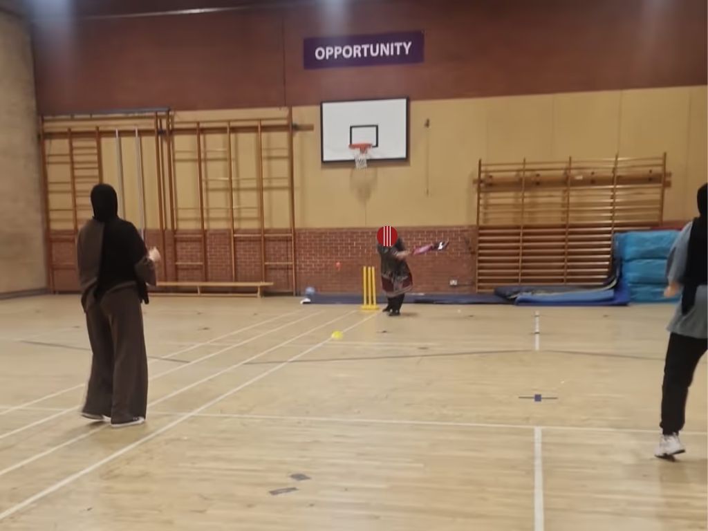 Women and girls play indoor cricket at Firvale School sports hall, Sheffield, in a relaxed women-led session built on fitness and confidence.